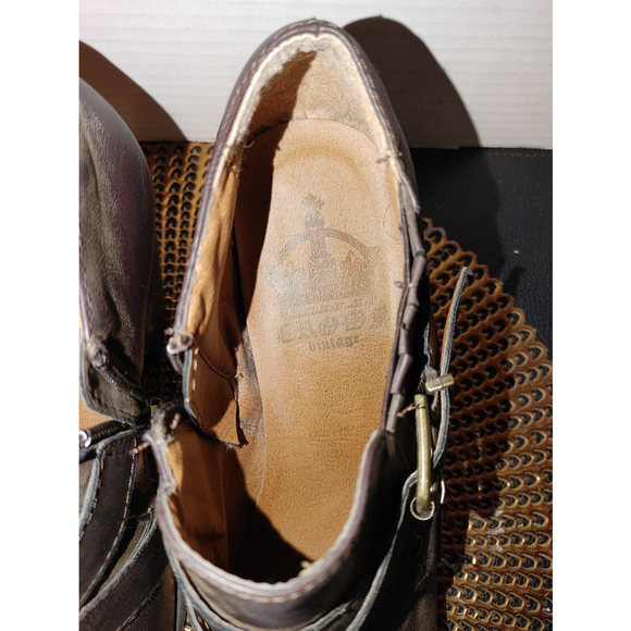 Crown Vintage Leather Ankle Bootie Size 10M - Picture 4 of 5